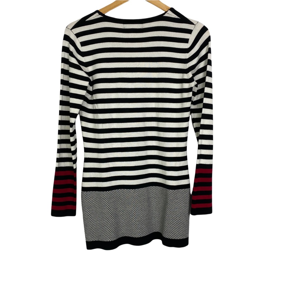 P Luca Milano striped Sweater Tunic Color Block Checkered Black White 90s M - Picture 3 of 10